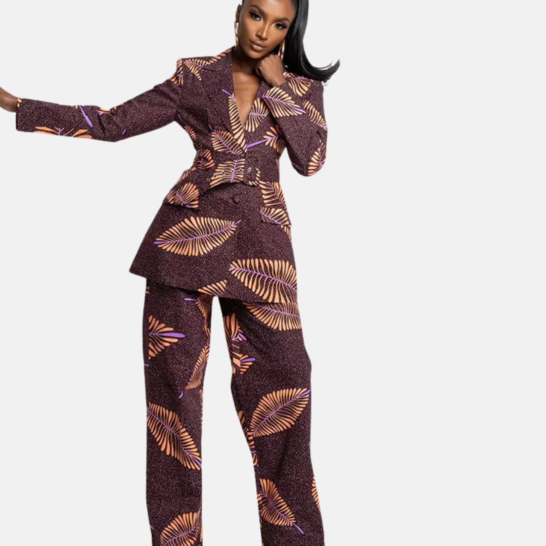 Ankara Print Peplum Blazer & Straight Leg Trousers Co-ord Set