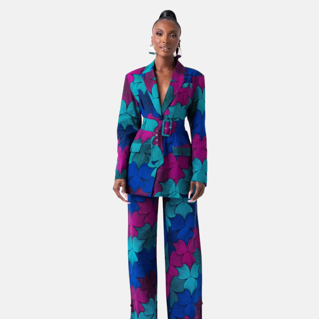 Ankara Print Blazer & Wide-Leg Trousers Co-ord Set